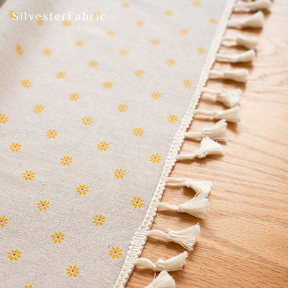 Yellow Floral Linen Tablecloth丨Spring Decor - Silvester Fabric