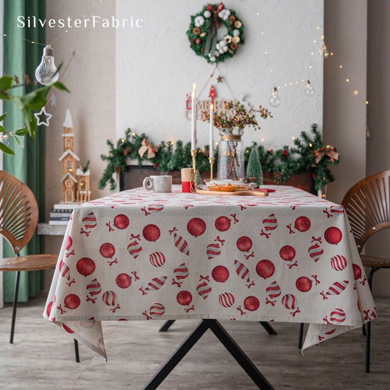Christmas Tablecloth Rectangle丨Rectangular Linen Tablecloth