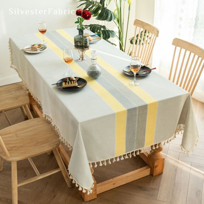 Yellow Striped Tablecloth丨Rectangle Tablecloth