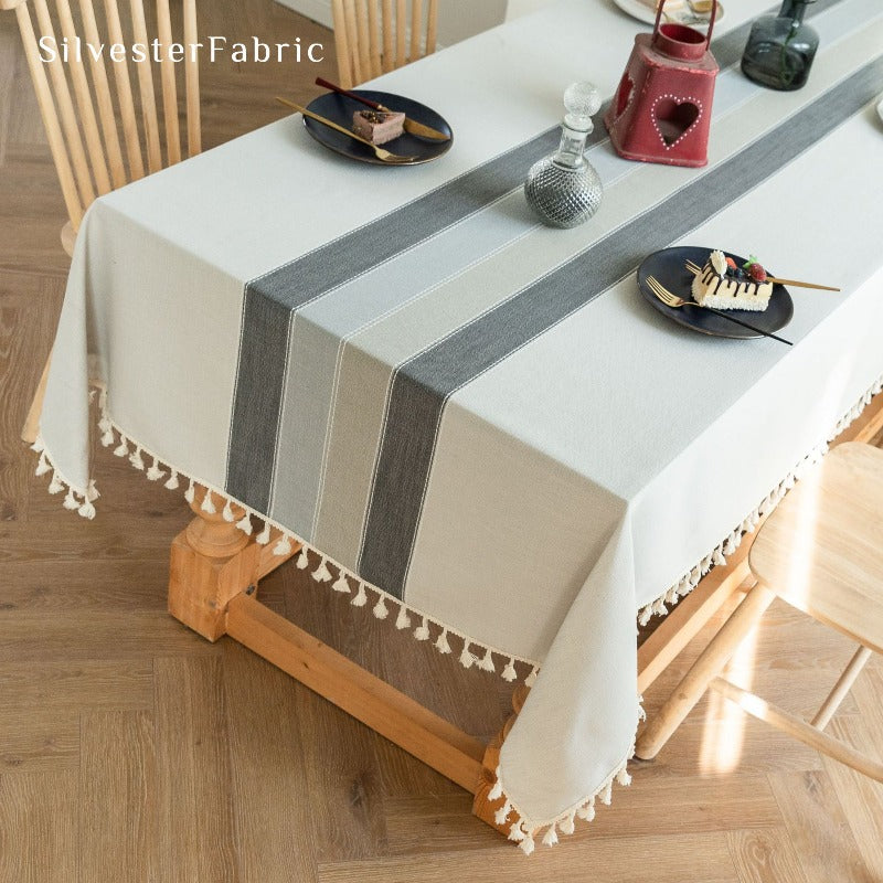 Grey Tablecloth丨Rectangle Tablecloth丨Striped Tablecloth