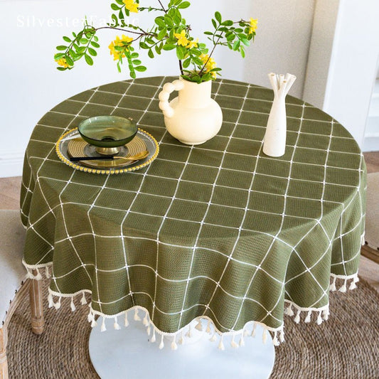 Plaid Green TableclothOlive Green Tablecloth丨Green Round Tablecloth
