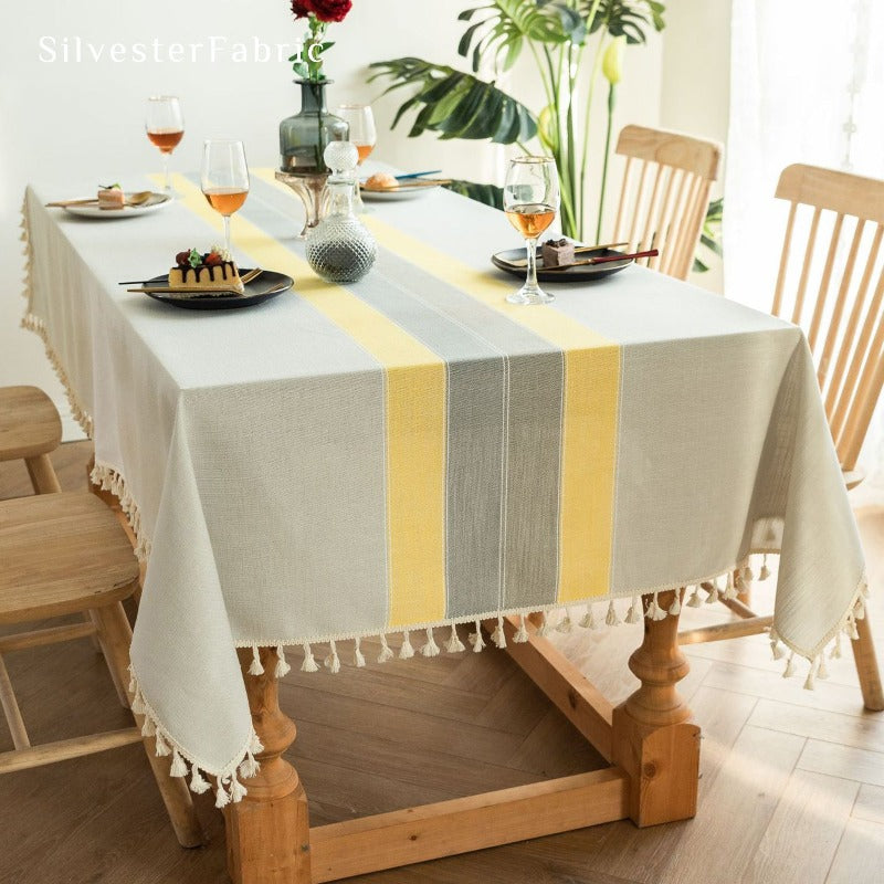 Yellow Striped Tablecloth丨Rectangle Tablecloth