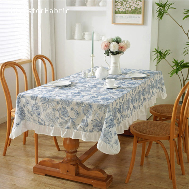 ZYBW Simple Modern Cotton Tassel Checkered Tablecloths Tablecloths for  Wedding,Dining Room,Rectangle (39x63 inch,Blue)