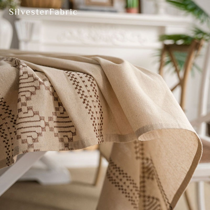 Beige Rectangle Linen Tablecloth