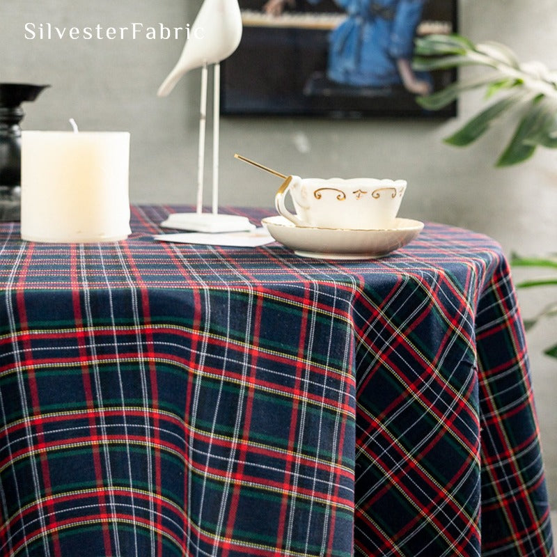 Round Christmas Tablecloth丨Christmas Plaid Tablecloth