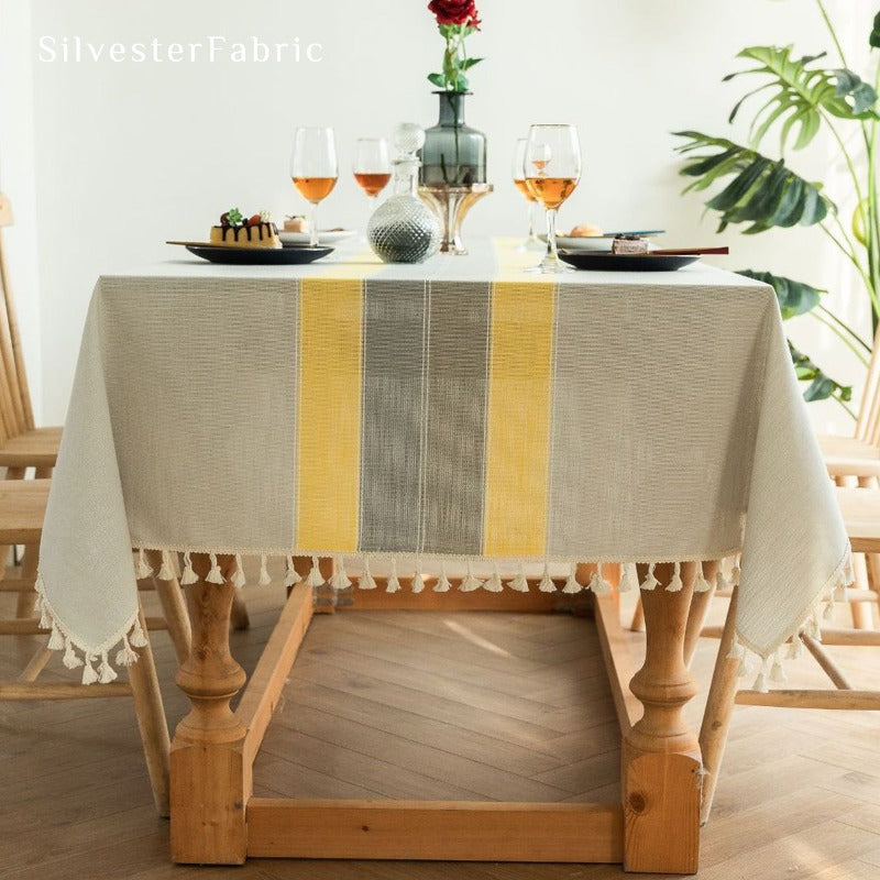 Yellow Striped Tablecloth丨Rectangle Tablecloth