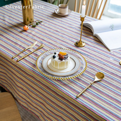 Vintage Bohemia Stripes Colorful Cotton Outdoor Rectangle Tablecloths