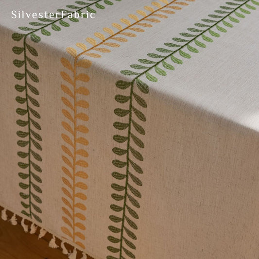 Leaf Embroidery Rectangle Tablecloth