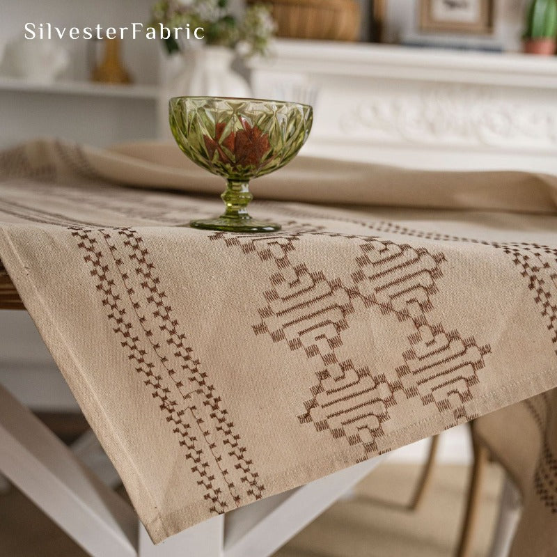 Beige Rectangle Linen Tablecloth