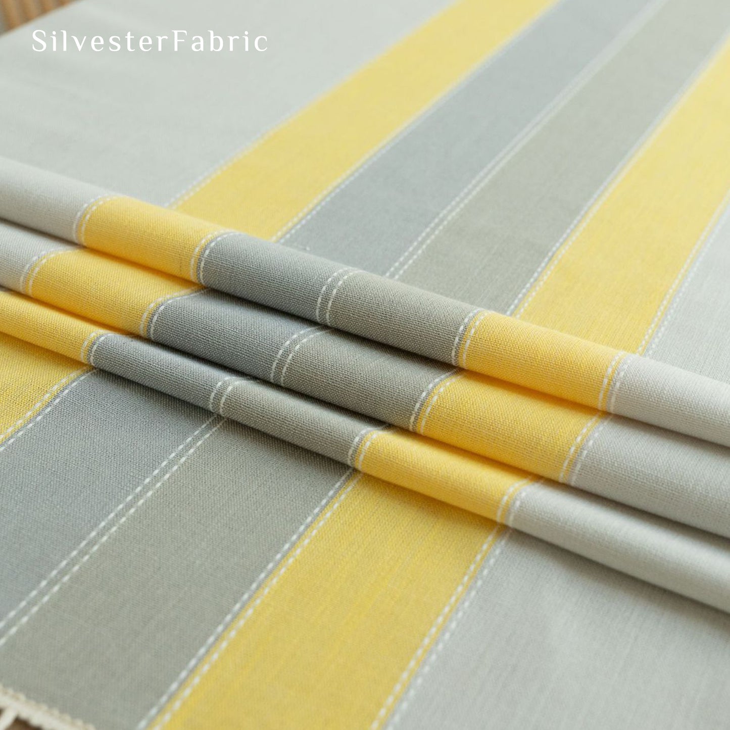Yellow Striped Embroidered Line Rectangle Outdoor Polyester Tablecloths