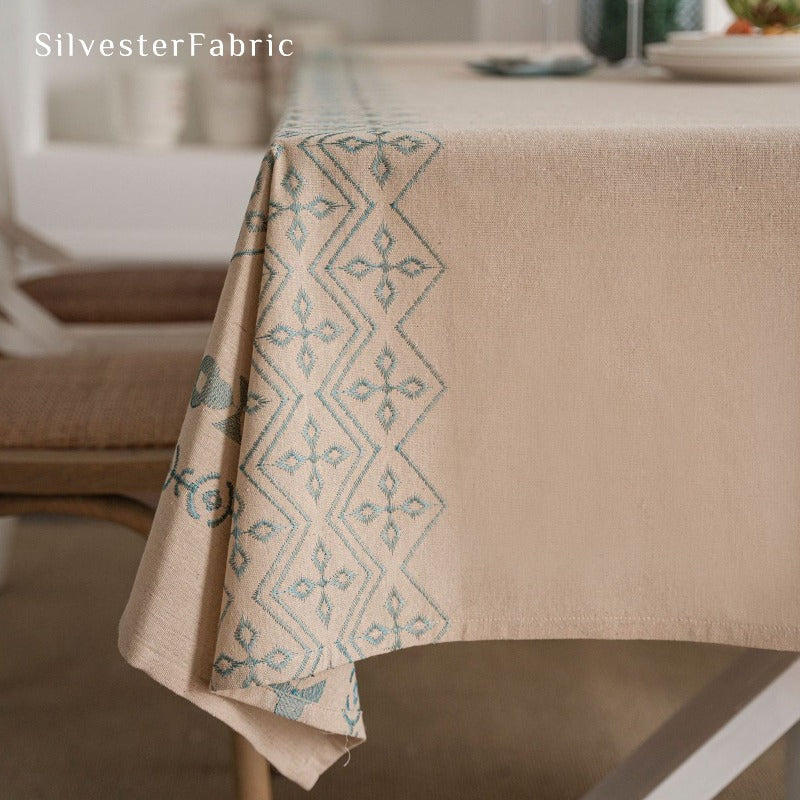Embroidered Linen Tablecloth丨Rectangular Linen Tablecloth