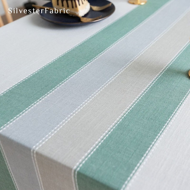 Green Striped Tablecloth丨Rectangle Tablecloth