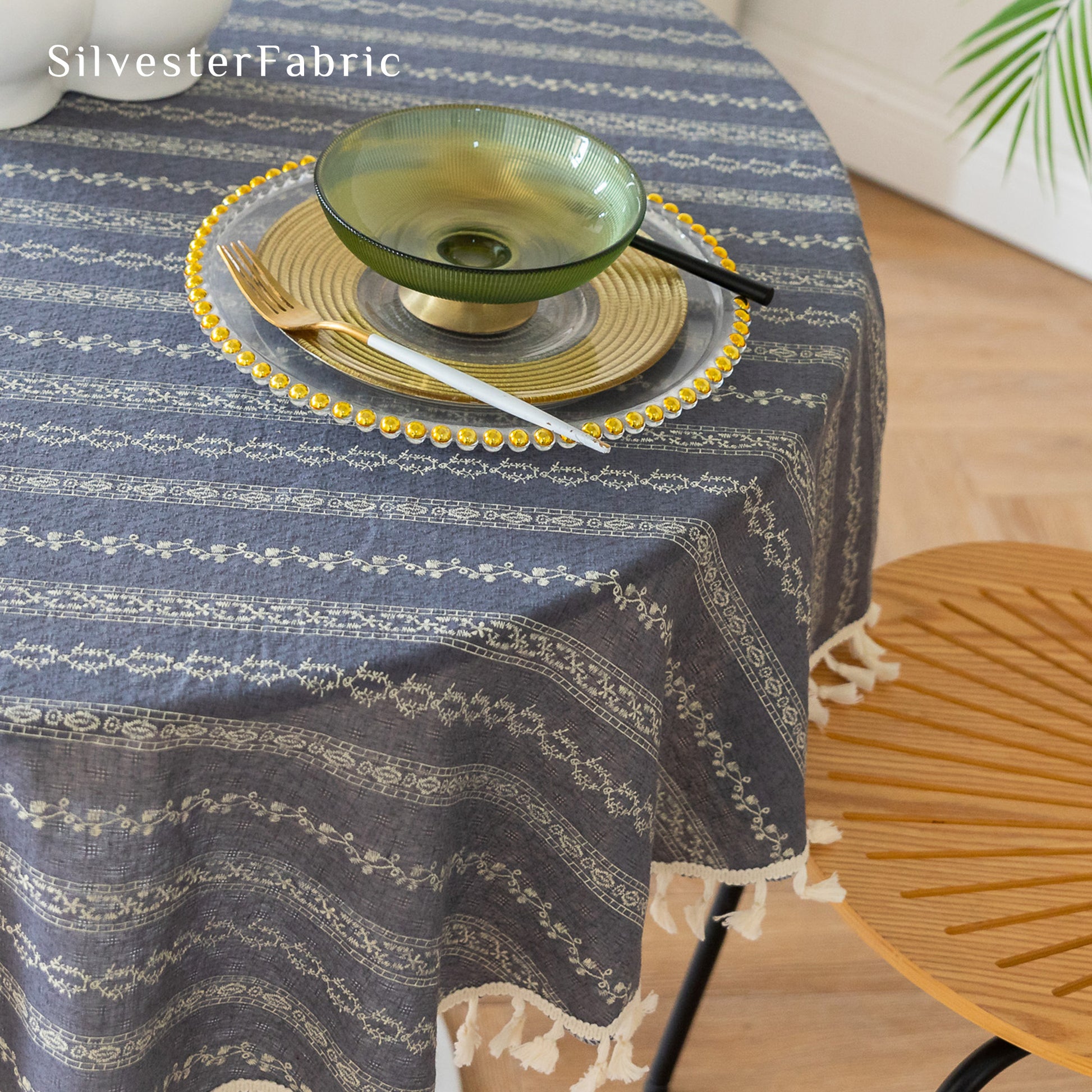 Dusty Blue Round Tablecloth丨Free Shipping - Silvester Fabric