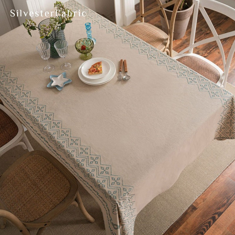 Blue Rectangle Linen Tablecloth