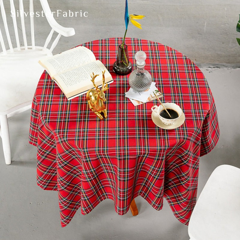 Round Christmas Tablecloth丨Christmas Plaid Tablecloth