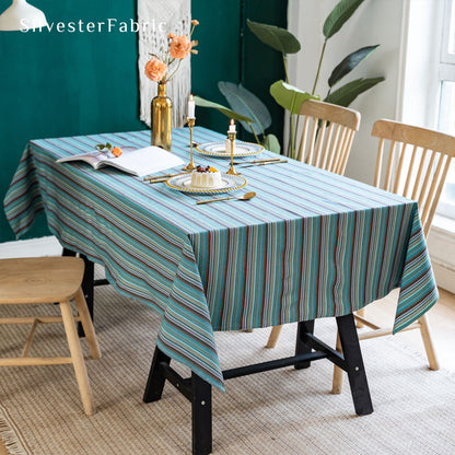 Vintage Bohemia Stripes Colorful Cotton Outdoor Rectangle Tablecloths
