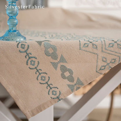 Embroidered Linen Tablecloth丨Rectangular Linen Tablecloth