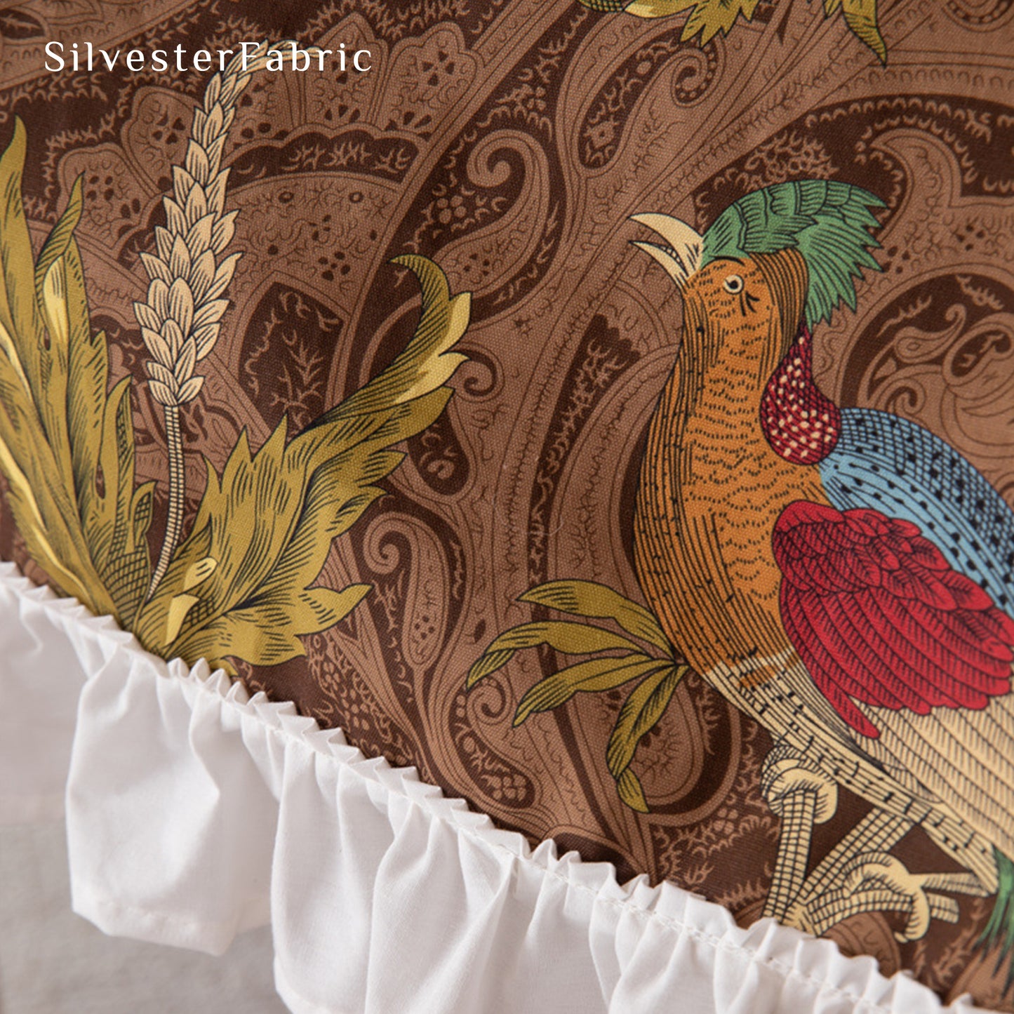 American Vintage Botanical Phoenix Cotton Rectangle Tablecloth Ruffles