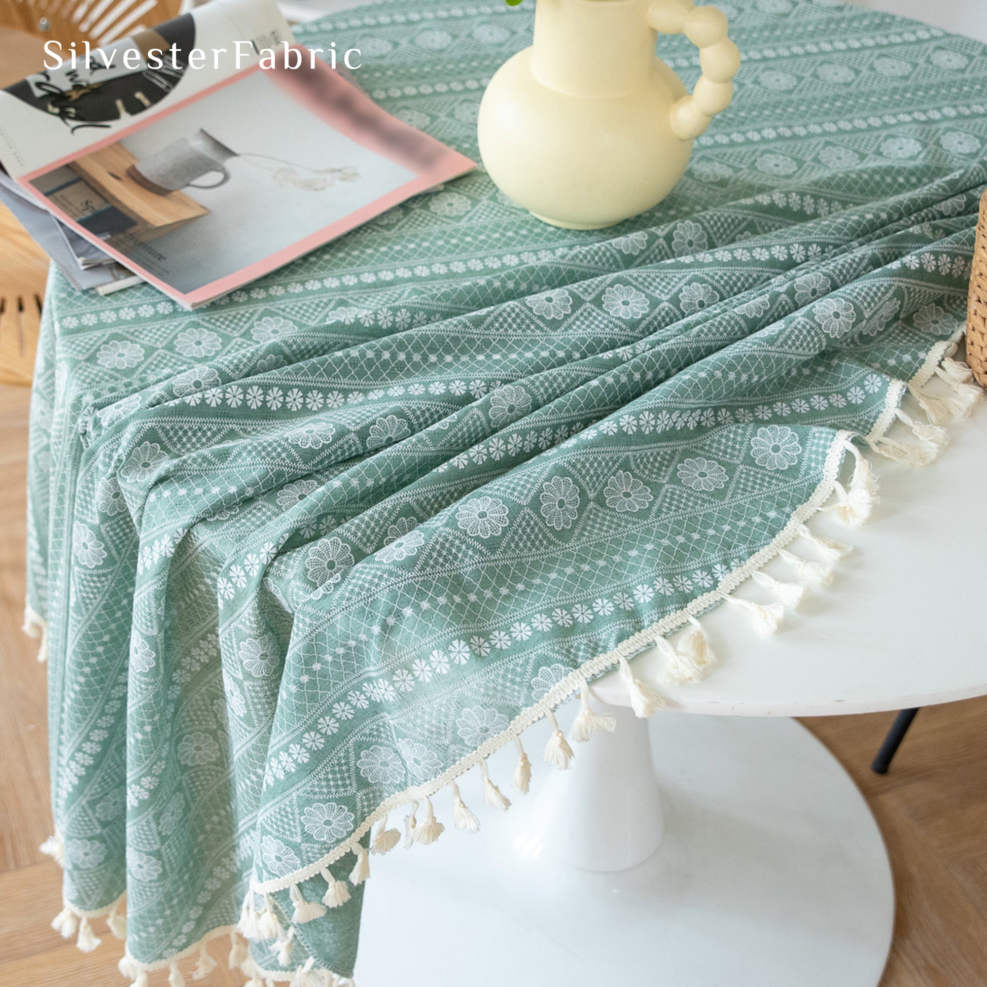 Green Tablecloth for Round Table丨Free Shipping - Silvester Fabric