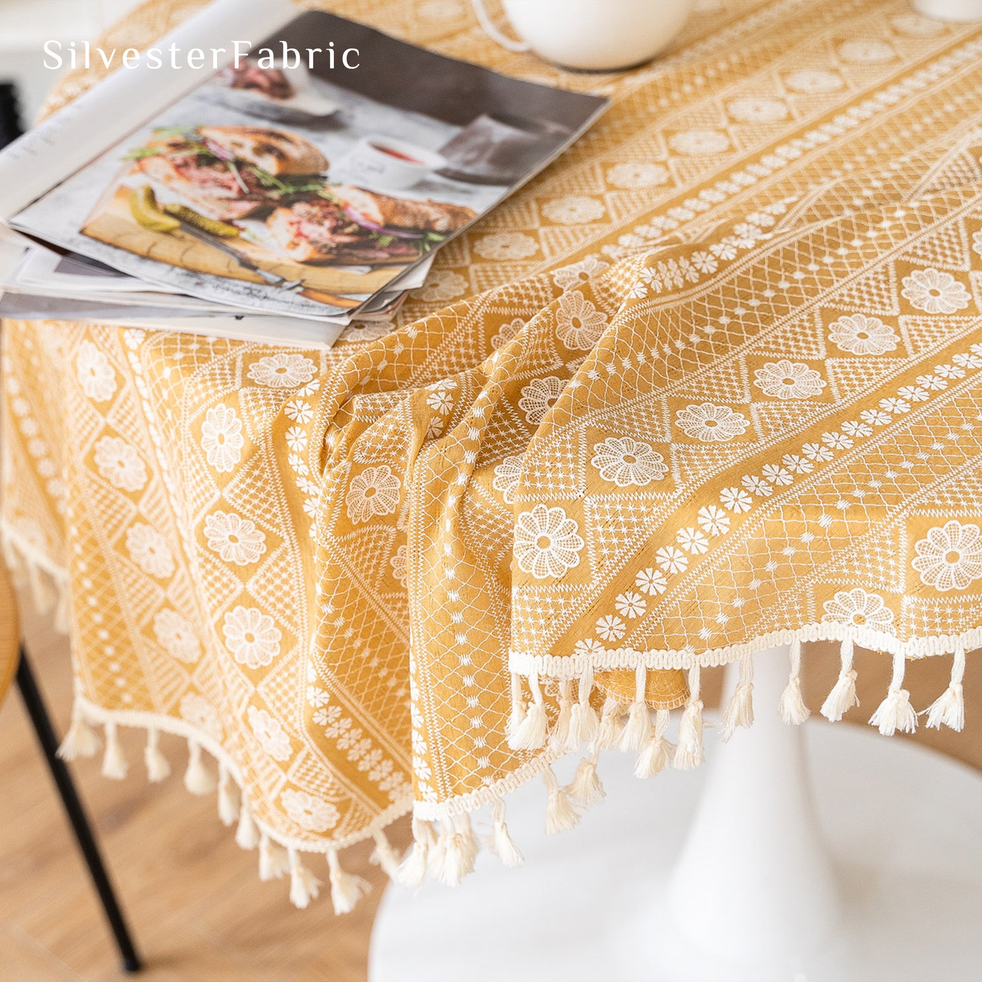 Yellow Tablecloth for Round Table丨Free Shipping - Silvester Fabric