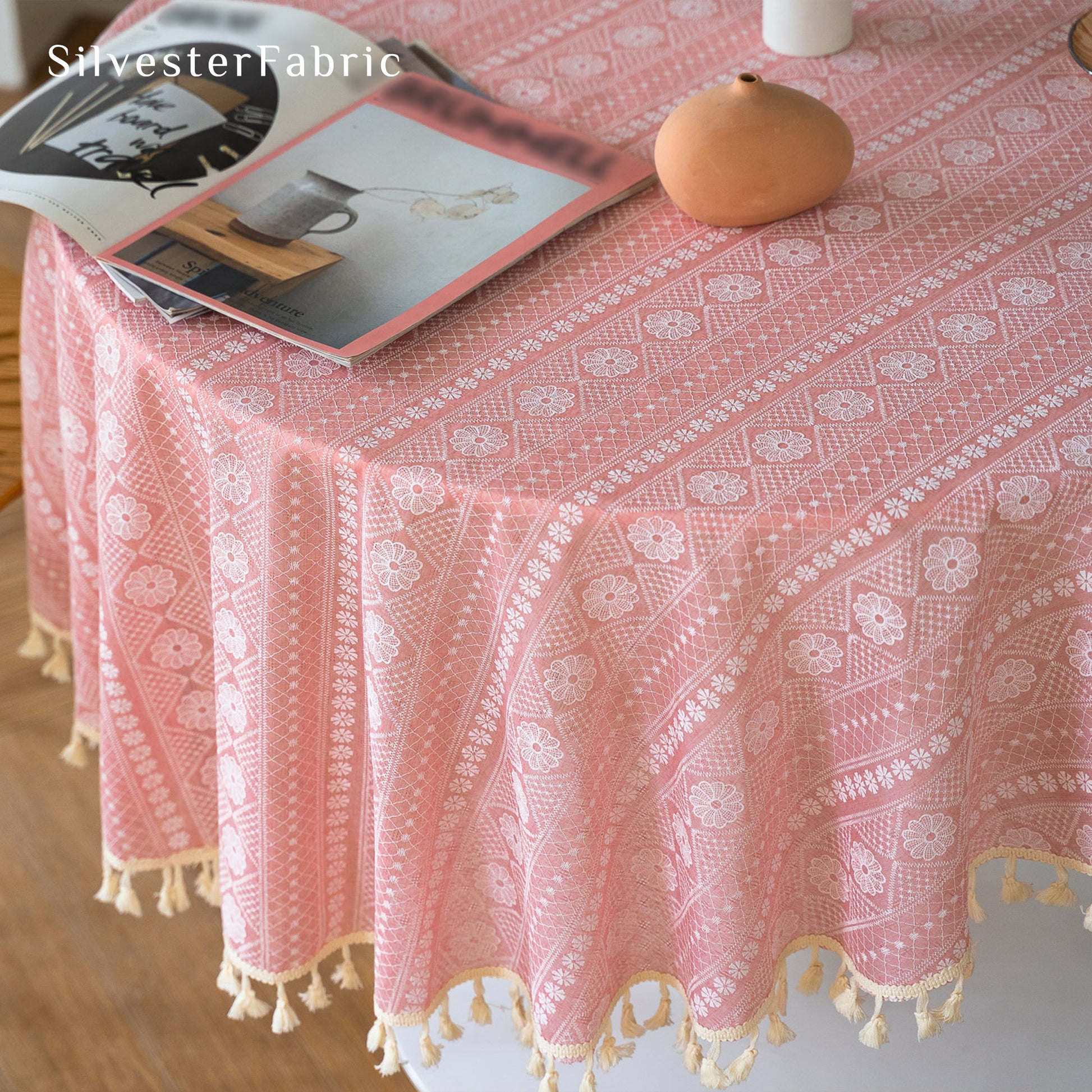 Pink Tablecloth for Round Table丨Free Shipping - Silvester Fabric