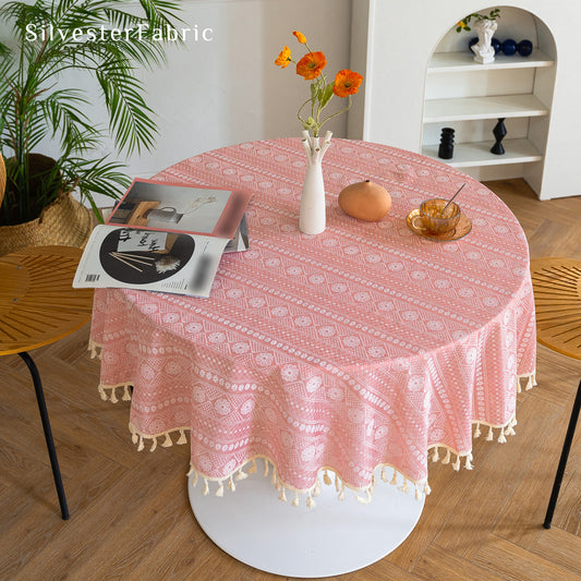 Pink Tablecloth for Round Table丨Free Shipping - Silvester Fabric