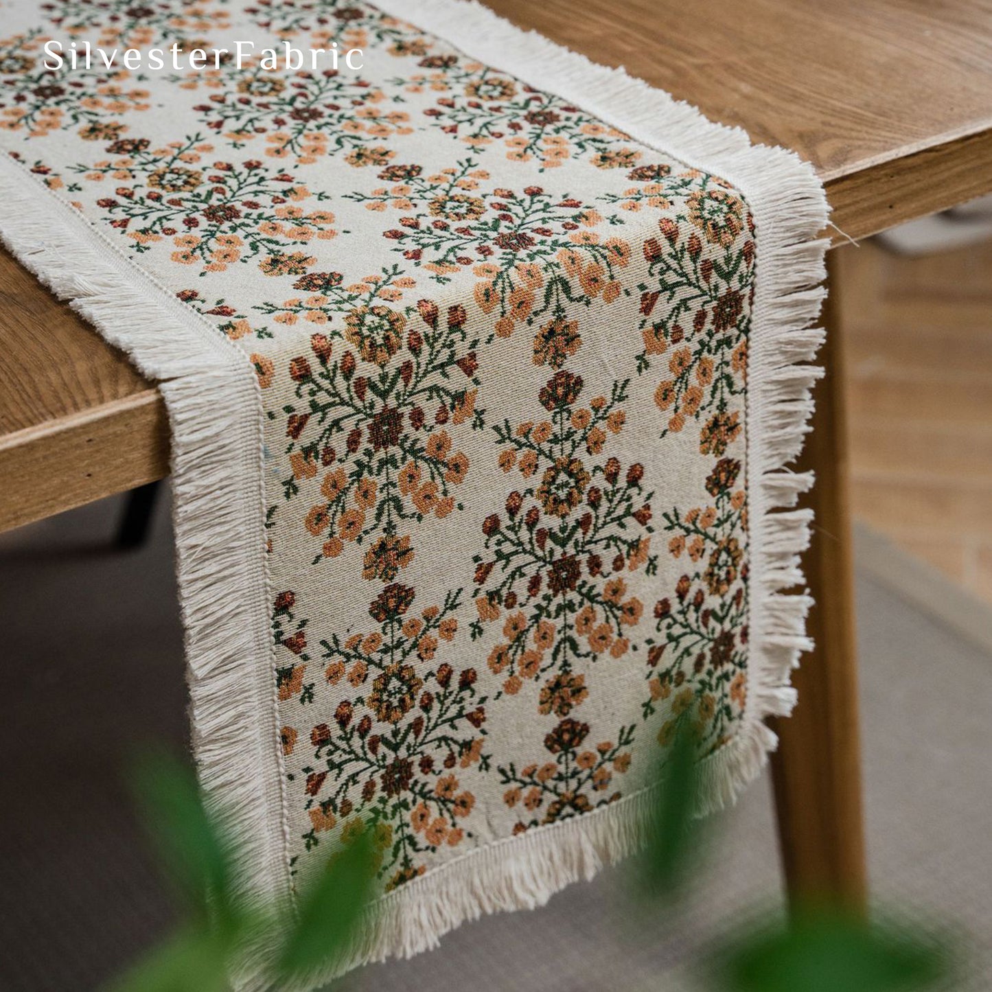 French Floral Pattern Cotton Rectangle Vintage Long Table Runners