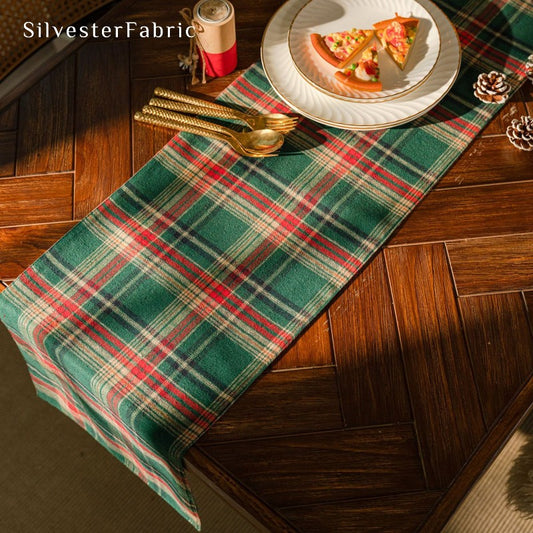 Plaid Christmas Table Runner on Table