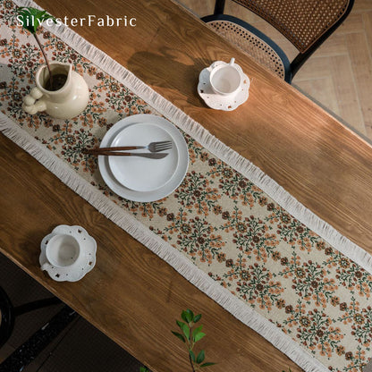 French Floral Pattern Cotton Rectangle Vintage Long Table Runners