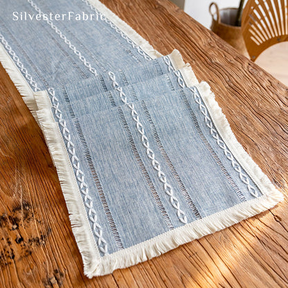 Dusty Blue Table Runner丨Coffee Table Runner