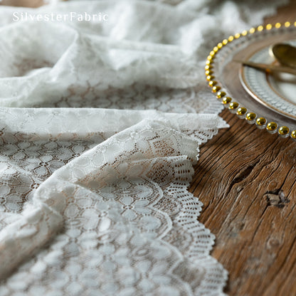 Best Lace White Table Runner for Wedding - Silvester Fabric