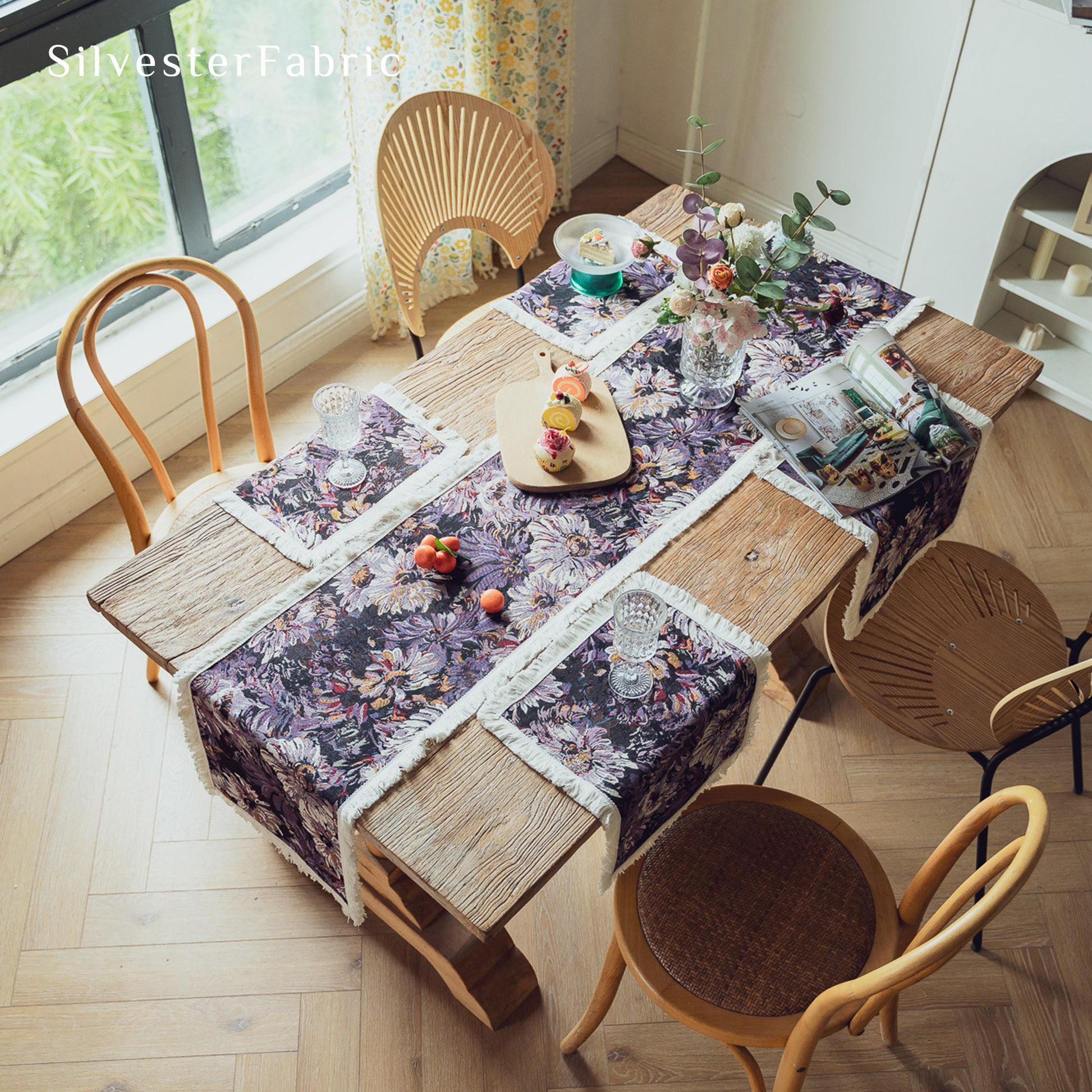 Purple Floral Table Runner丨Free Shipping