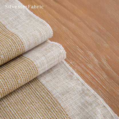 Grey Striped Embroidery Vintage Outdoor Polyester Long Table Runners