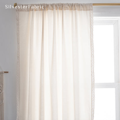 white farmhouse lace curtain fabric texture