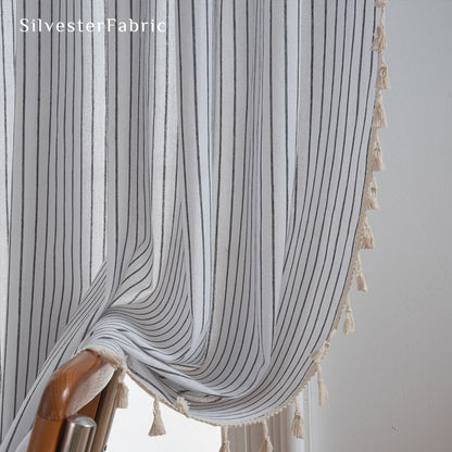 Close‑up of  Farmhouse Striped Curtain corner
