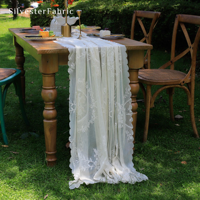 white lace table runner for everyday dining