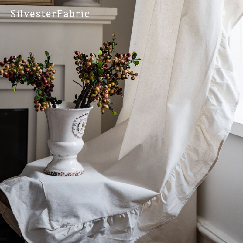 white french cotton curtain for living room