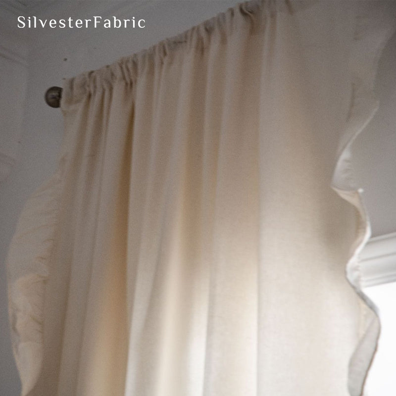white french cotton curtain panel
