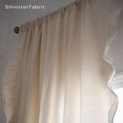 white french cotton curtain panel