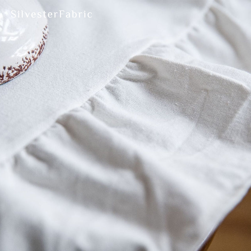 white french cotton curtain fabric close-up
