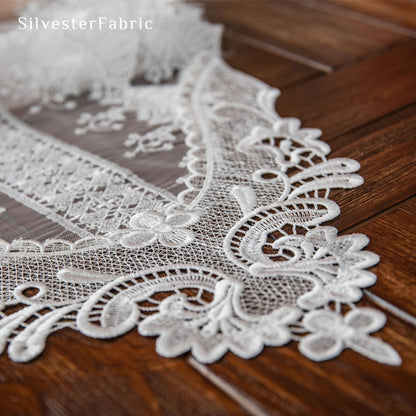 French lace table runner texture and weave detail