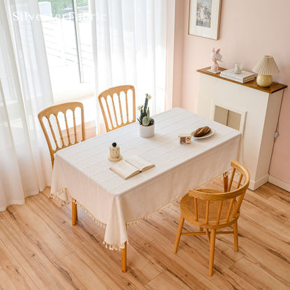 white farmhouse striped tablecloth for everyday dining