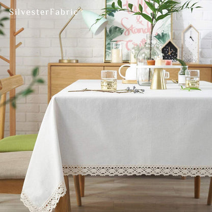 solid white farmhouse tablecloth for everyday dining