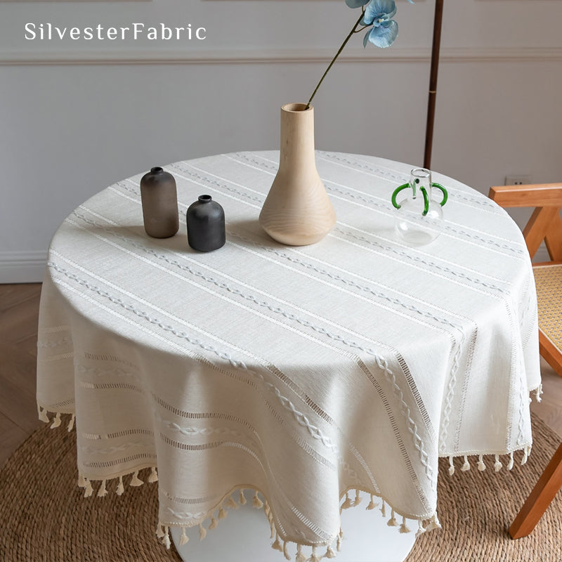 white striped farmhouse tablecloth for everyday dining