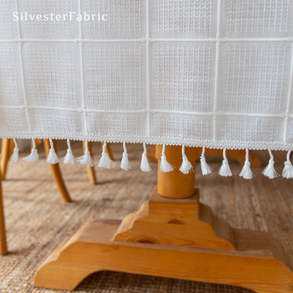 White Farmhouse Waffle Tablecloth
