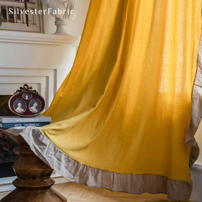 yellow french cotton curtain for living room