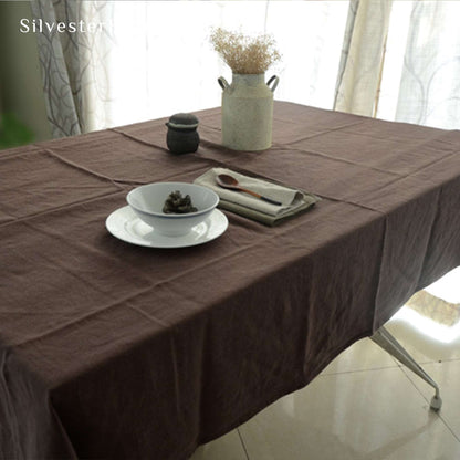 Linen Rectangle French Country Wedding Tablecloths In Various Colors