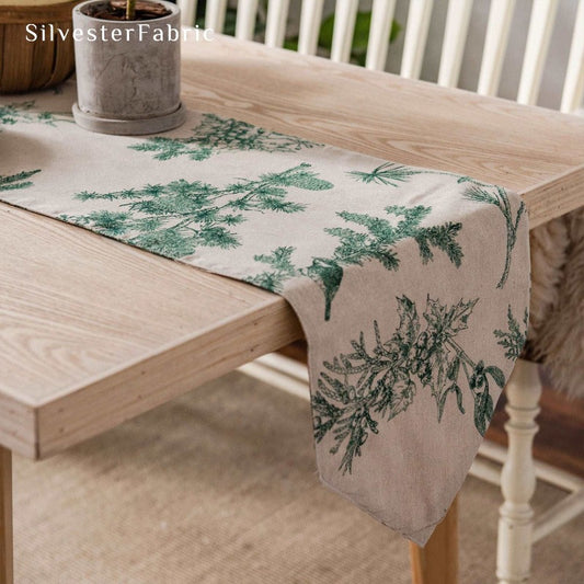 Vintage Floral Table Runner丨Linen Fabric - SilvesterFabric