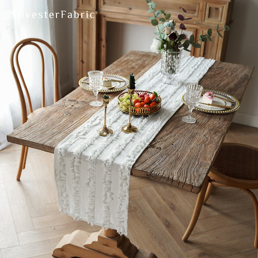 White Table Runner丨Grey Table Runner - Silvester Fabric