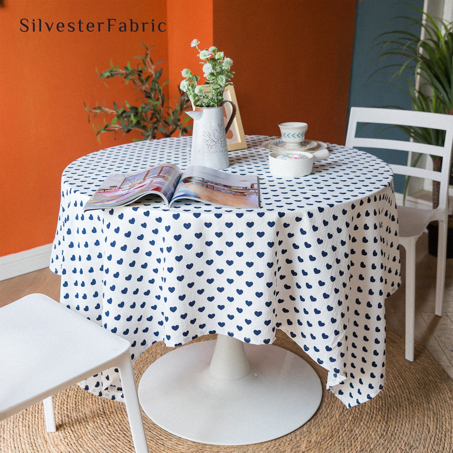 Lovely Heart-shaped Pattern Outdoor Cotton Rectangle Tablecloths